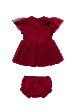 Baby Solange Dress Set in Burgundy Tulle