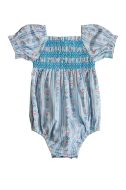 Baby Sunday Best Romper in Rosette Linear Stripe