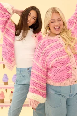 Bailey Cardigan in Pink Stripes
