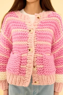 Bailey Cardigan in Pink Stripes