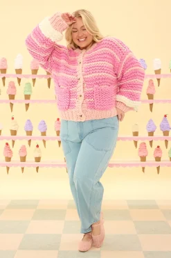 Bailey Cardigan in Pink Stripes