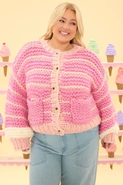 Bailey Cardigan in Pink Stripes