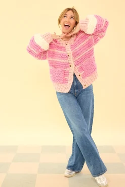 Bailey Cardigan in Pink Stripes