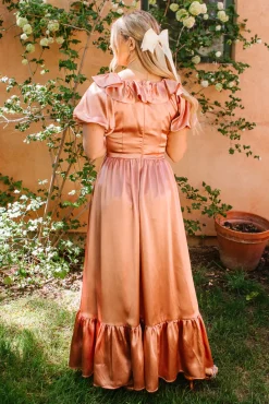 Billie Dress in Apricot Crush Satin
