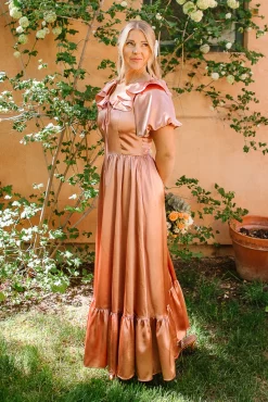 Billie Dress in Apricot Crush Satin