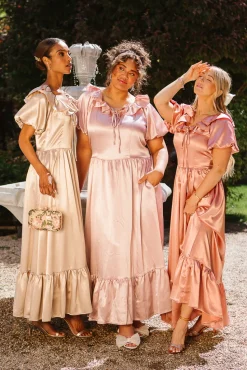 Billie Dress in Apricot Crush Satin