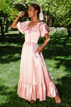 Billie Dress in Blush Satin