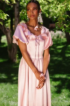 Billie Dress in Blush Satin