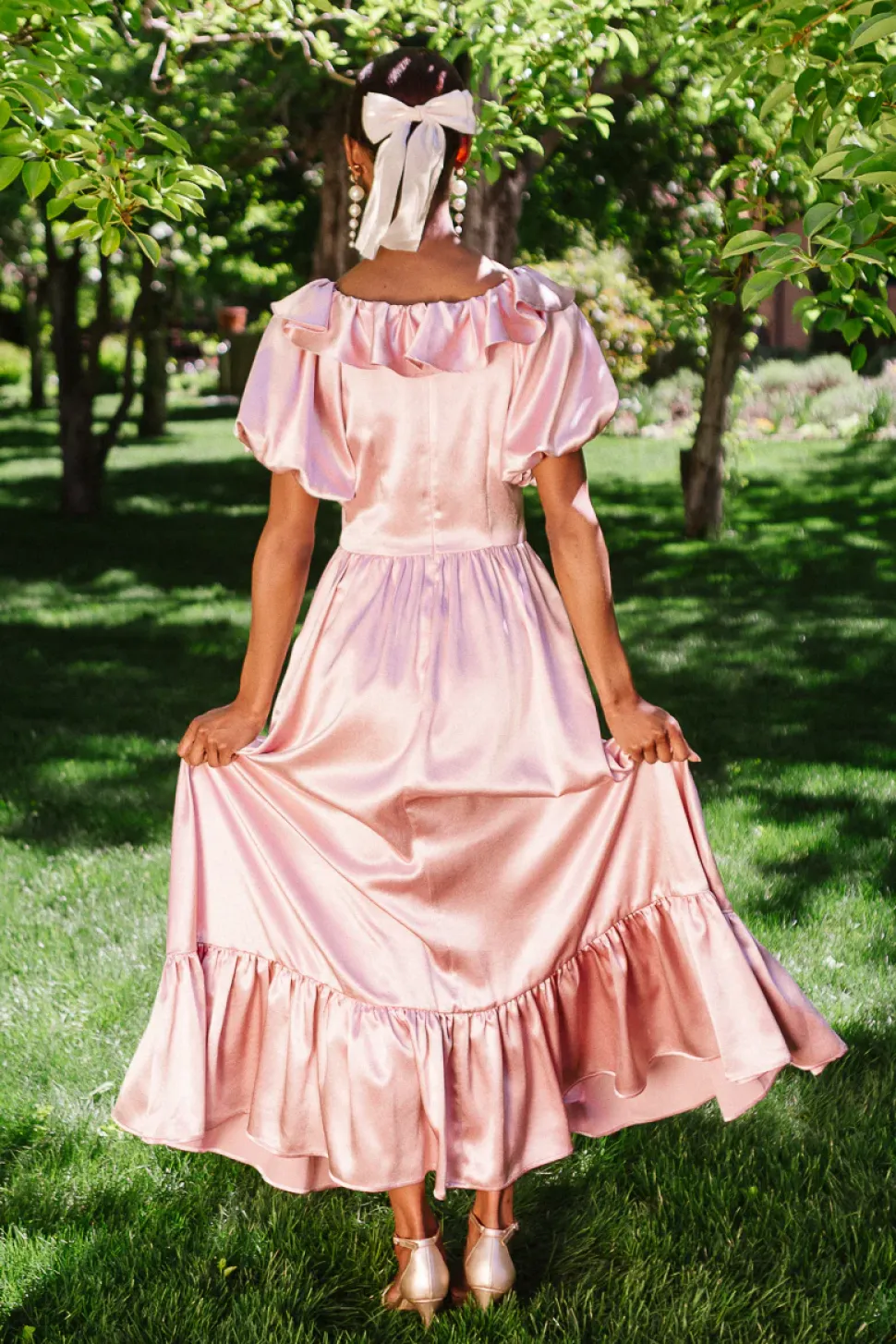 Billie Dress in Blush Satin