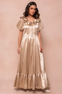 Billie Dress in Champagne Satin