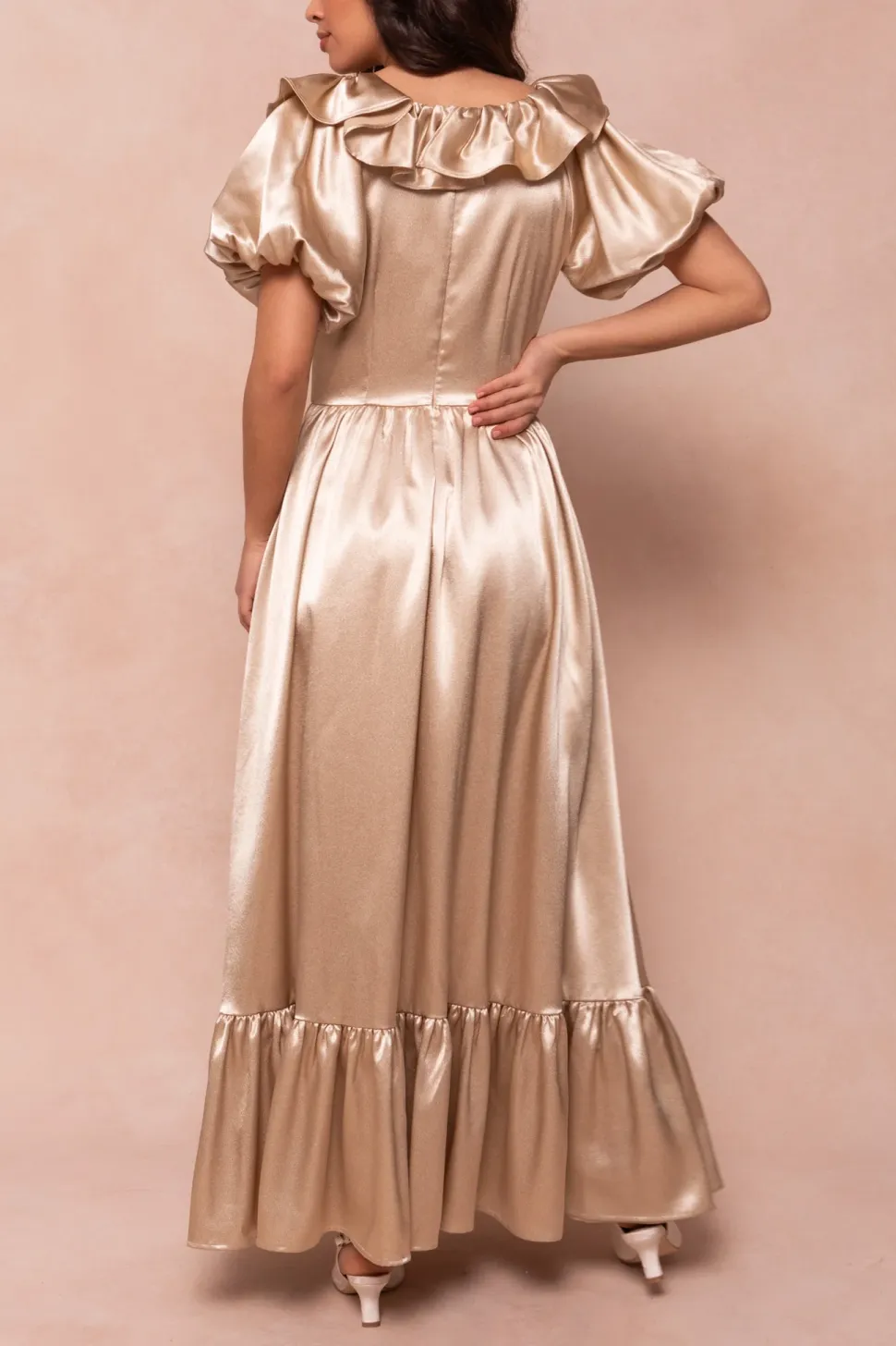 Billie Dress in Champagne Satin