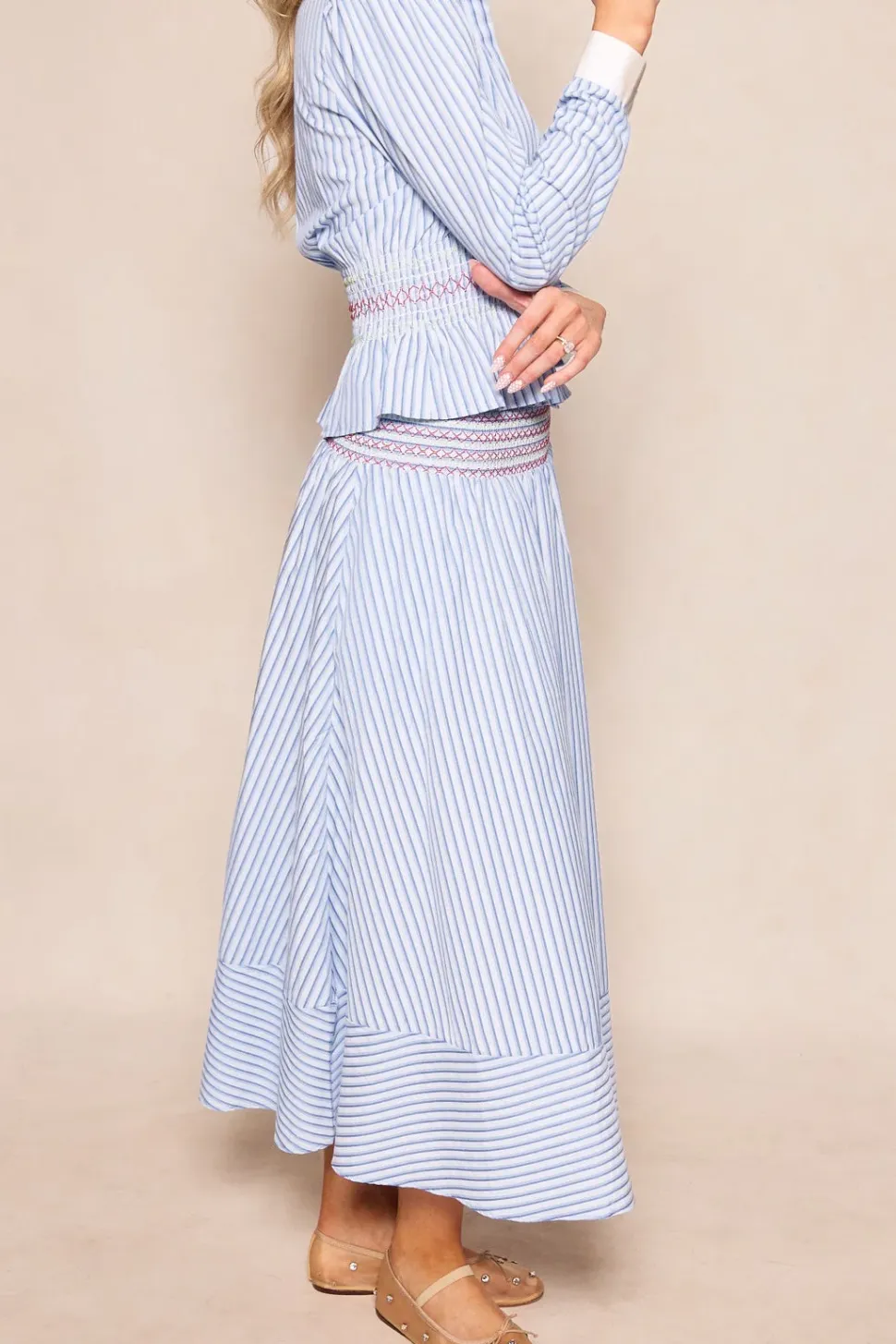 Bluebell Skirt in Blue & White Stripes