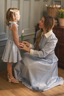 Bluebell Top in Blue & White Stripes