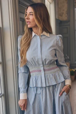 Bluebell Top in Blue & White Stripes