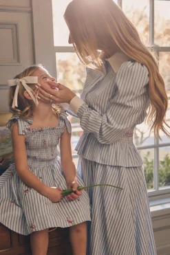 Bluebell Top in Blue & White Stripes