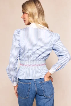 Bluebell Top in Blue & White Stripes