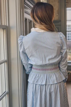 Bluebell Top in Blue & White Stripes