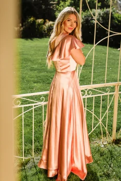 Callie Dress in Apricot Crush Satin