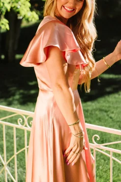 Callie Dress in Apricot Crush Satin