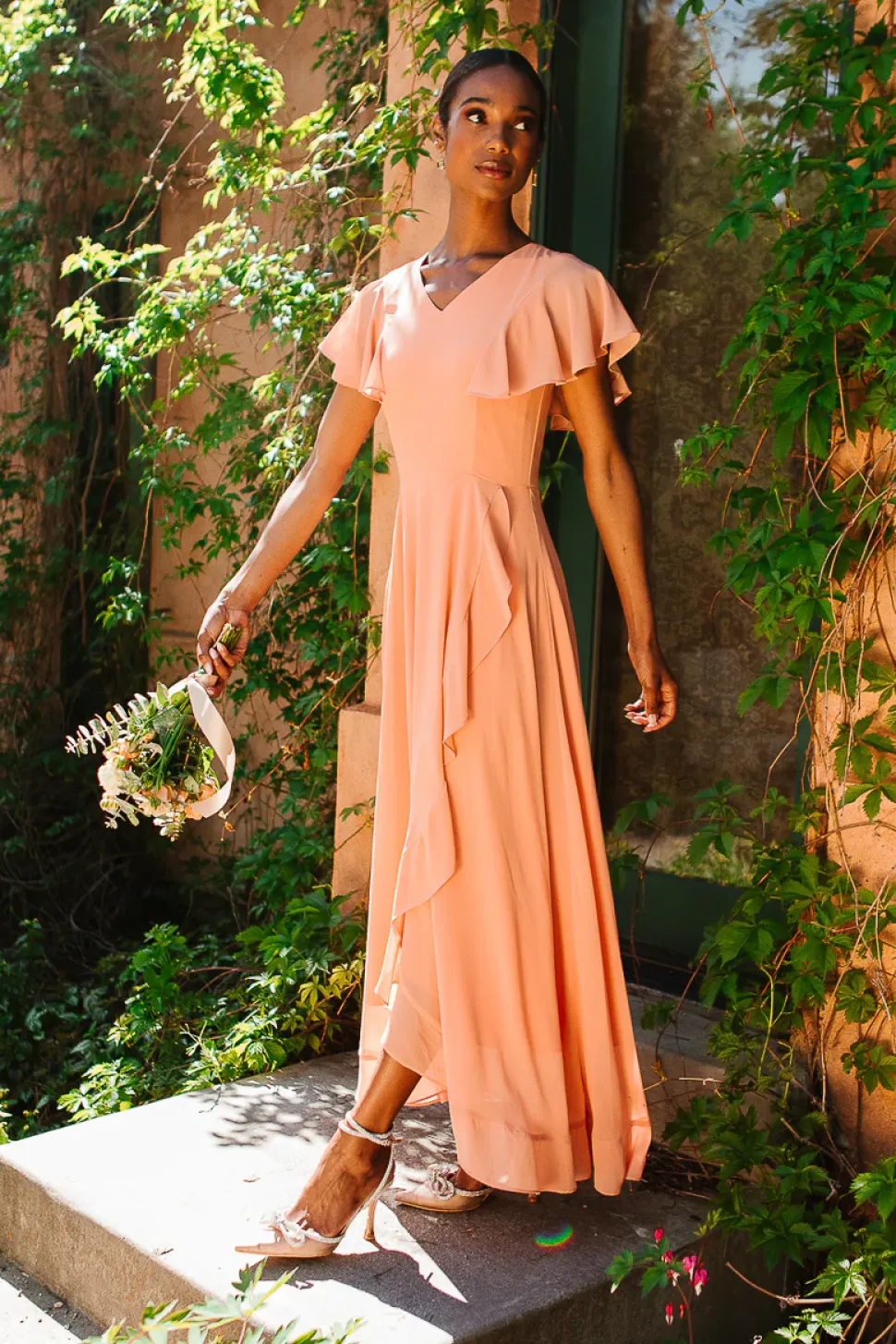 Callie Dress in Apricot Crush Chiffon