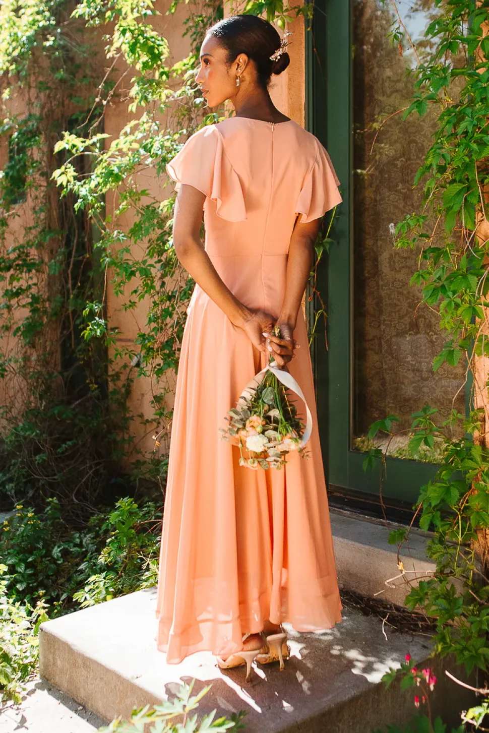 Callie Dress in Apricot Crush Chiffon