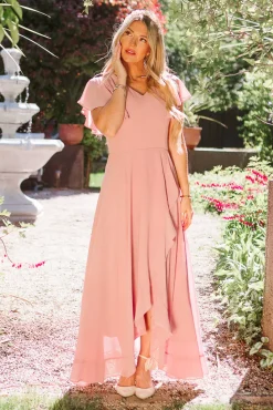 Callie Dress in Blush Chiffon