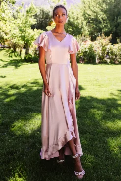 Callie Dress in Blush Satin