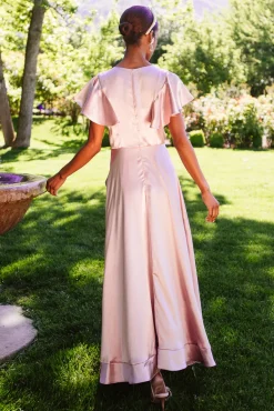 Callie Dress in Blush Satin
