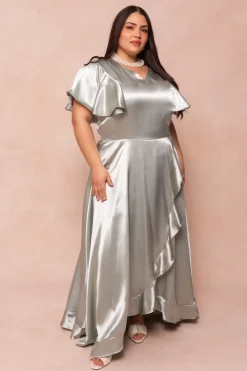 Callie Dress in Sage Satin