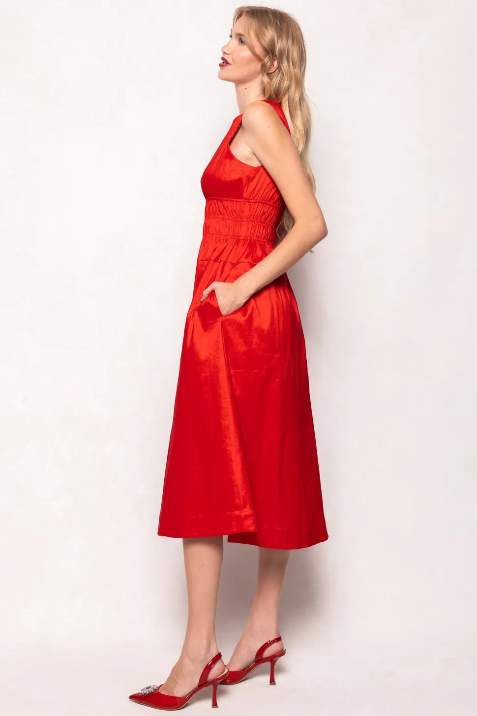 Carly Dress in Red Taffeta