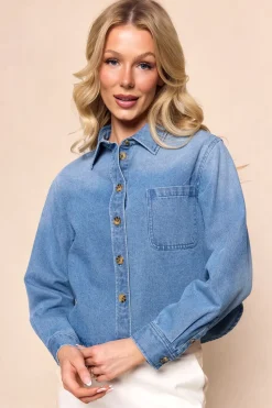 Caroline Top in Light Wash Denim