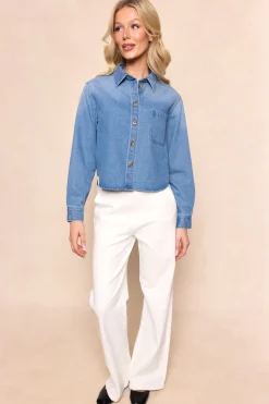 Caroline Top in Light Wash Denim