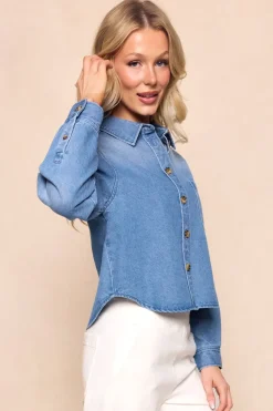 Caroline Top in Light Wash Denim
