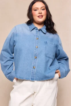 Caroline Top in Light Wash Denim