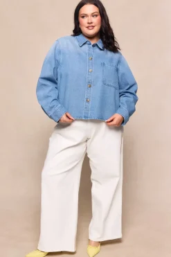 Caroline Top in Light Wash Denim