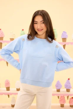 Casey Crewneck Sweatshirt in Light Blue