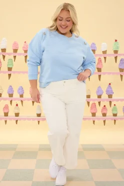 Casey Crewneck Sweatshirt in Light Blue