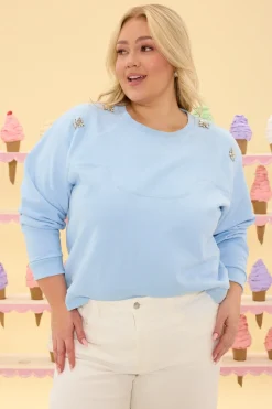 Casey Crewneck Sweatshirt in Light Blue