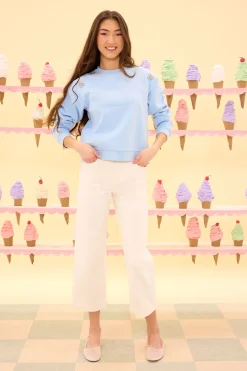Casey Crewneck Sweatshirt in Light Blue