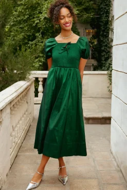 Cassie Dress in Green Taffeta