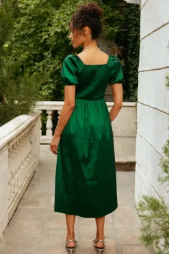 Cassie Dress in Green Taffeta