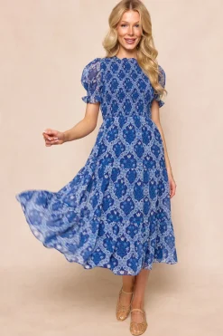 Cordelia Dress in Trellis Foulard