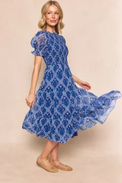 Cordelia Dress in Trellis Foulard