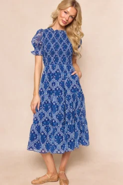 Cordelia Dress in Trellis Foulard