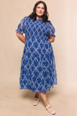Cordelia Dress in Trellis Foulard