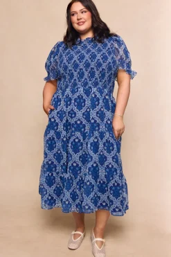 Cordelia Dress in Trellis Foulard