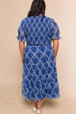 Cordelia Dress in Trellis Foulard