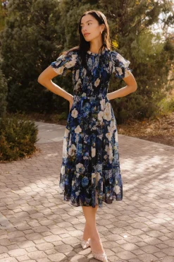 Cordelia Dress in Winter Rose Garden