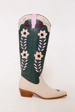 Dakota Boot in Green & Cream