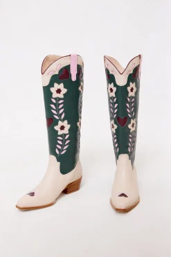 Dakota Boot in Green & Cream